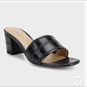 Black Croc Open Toe Mules